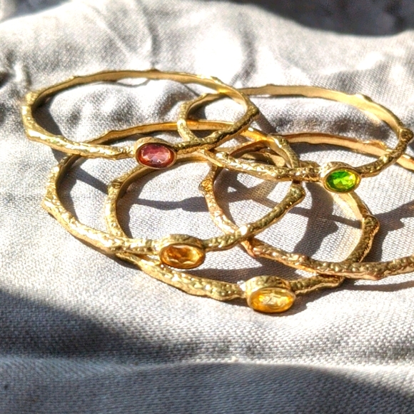 Set of gold plated  bracelets with colored stones - Picture 4 of 6